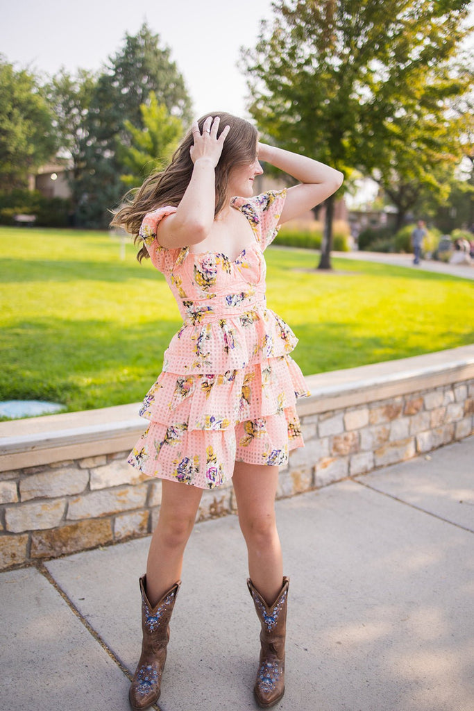 Peach Rose Dress - Pepper & Pearl Boutique