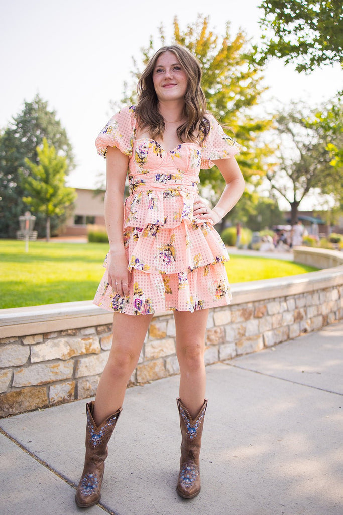 Peach Rose Dress - Pepper & Pearl Boutique