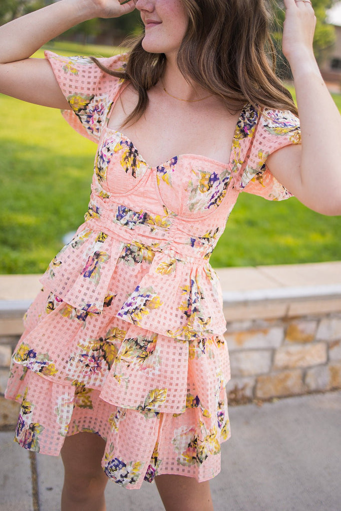 Peach Rose Dress - Pepper & Pearl Boutique