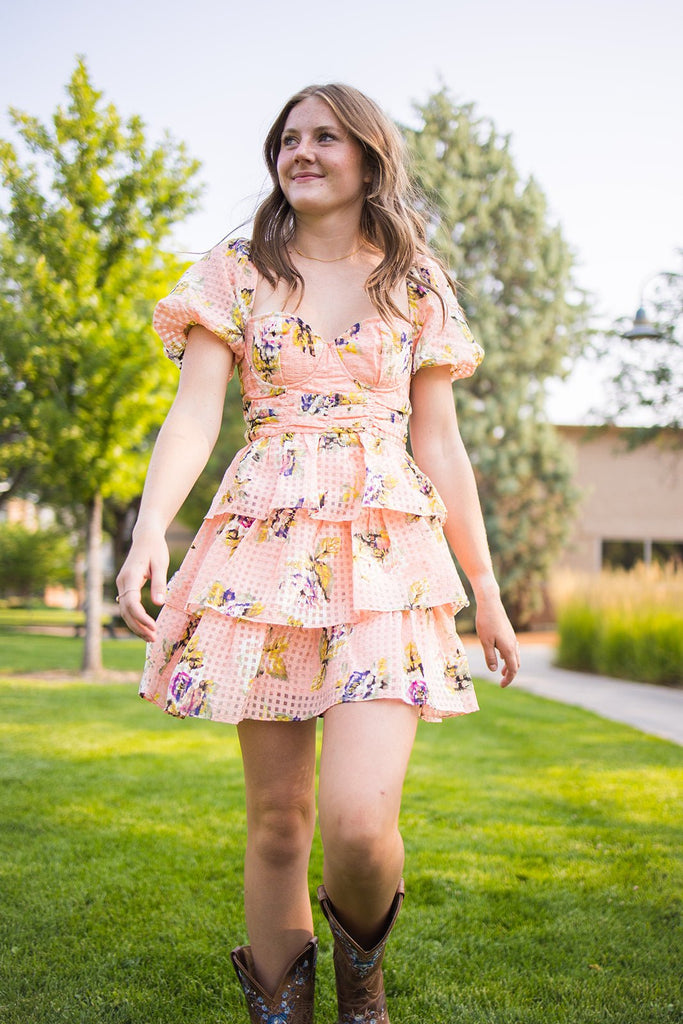 Peach Rose Dress - Pepper & Pearl Boutique