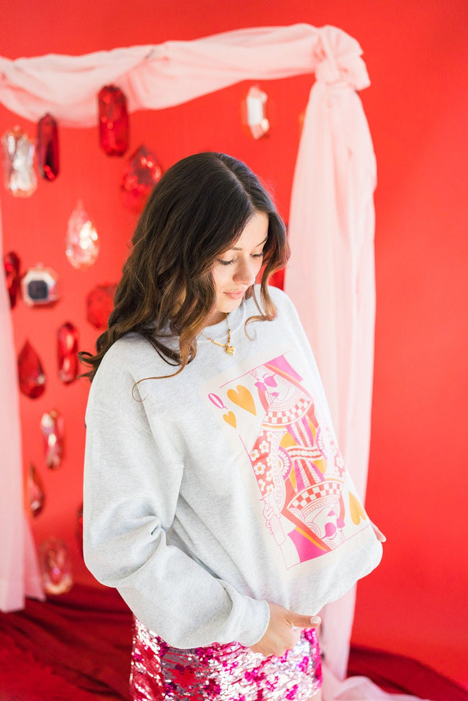 Queen Of Hearts Crewneck - Pepper & Pearl Boutique