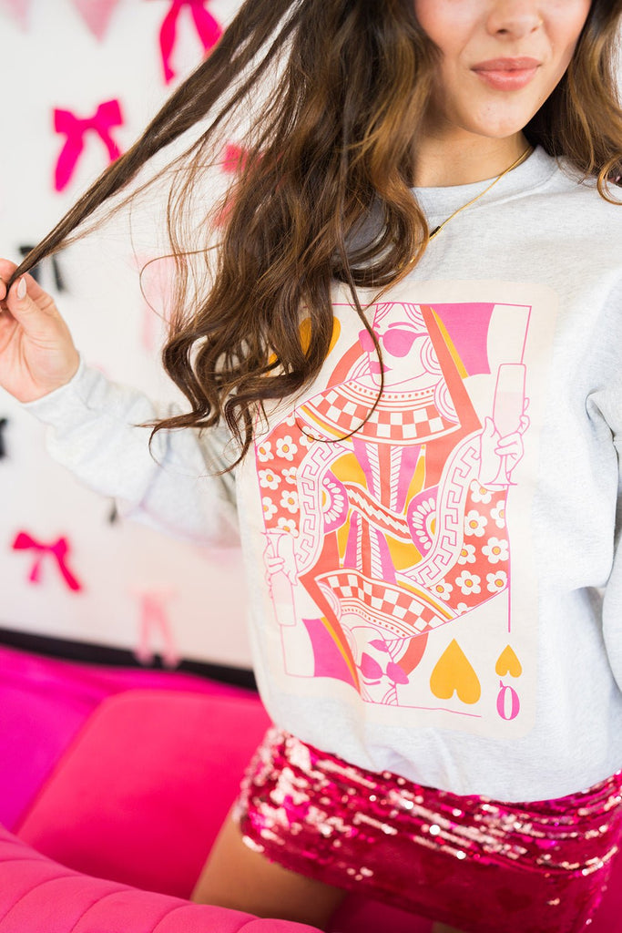 Queen Of Hearts Crewneck - Pepper & Pearl Boutique