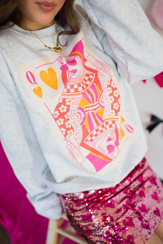 Queen Of Hearts Crewneck - Pepper & Pearl Boutique