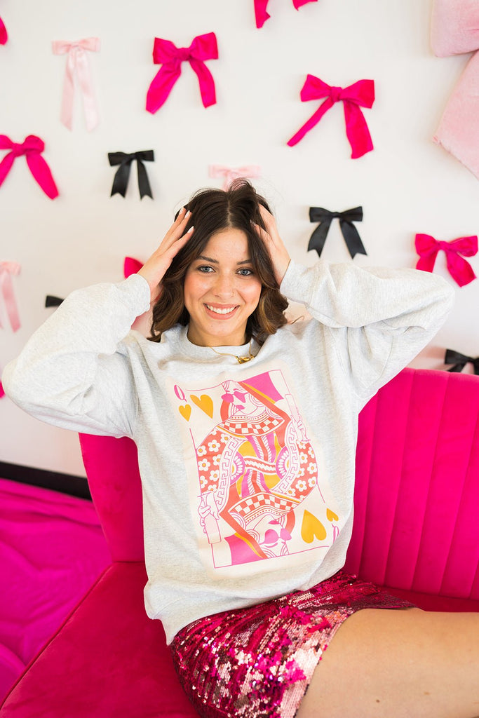 Queen Of Hearts Crewneck - Pepper & Pearl Boutique