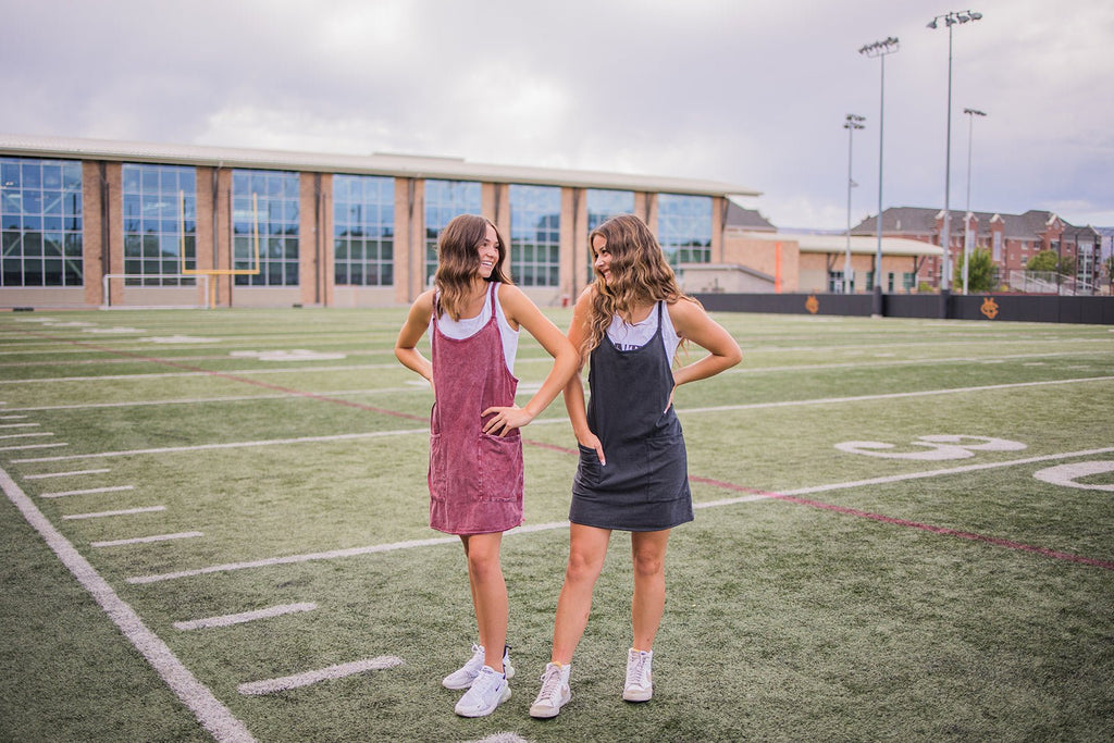 Ready To Play Dress - Maroon Acid Wash - Pepper & Pearl Boutique