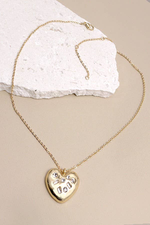 Rhinestone Heart Pendant - Pepper & Pearl Boutique