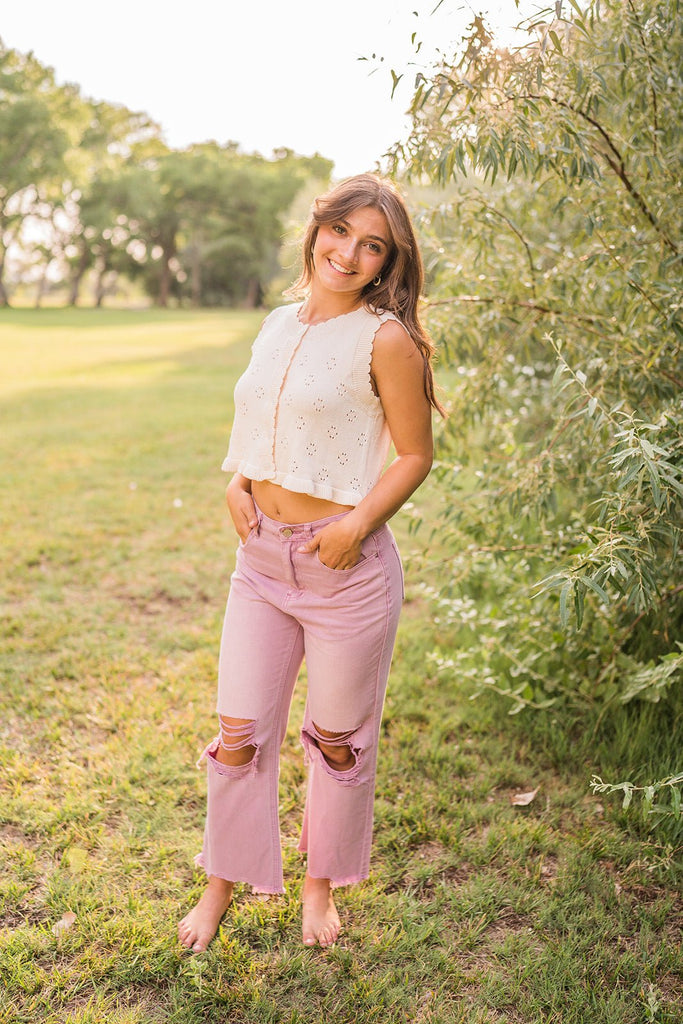 Ruffle Knit Button Up Tank - Pepper & Pearl Boutique