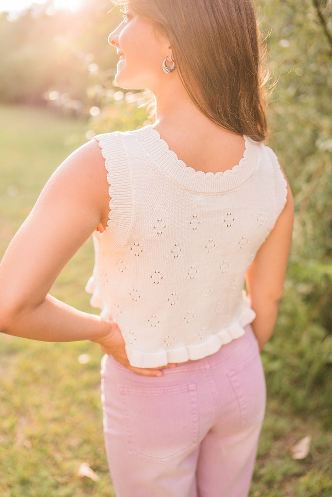 Ruffle Knit Button Up Tank - Pepper & Pearl Boutique