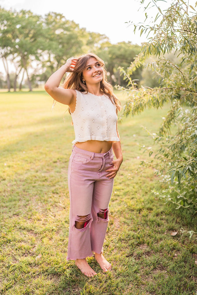 Ruffle Knit Button Up Tank - Pepper & Pearl Boutique