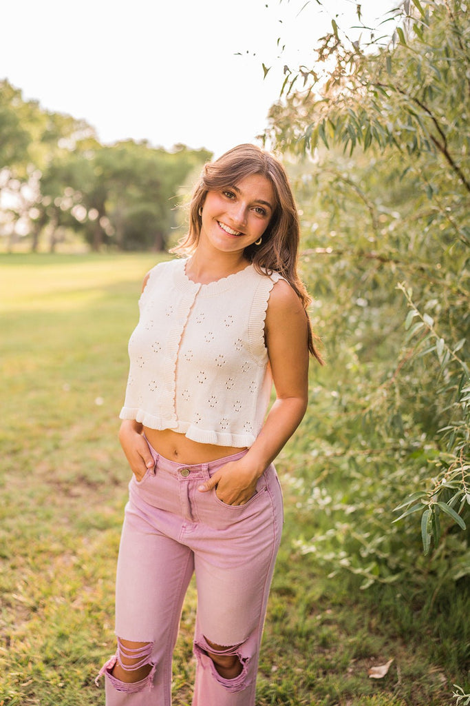 Ruffle Knit Button Up Tank - Pepper & Pearl Boutique