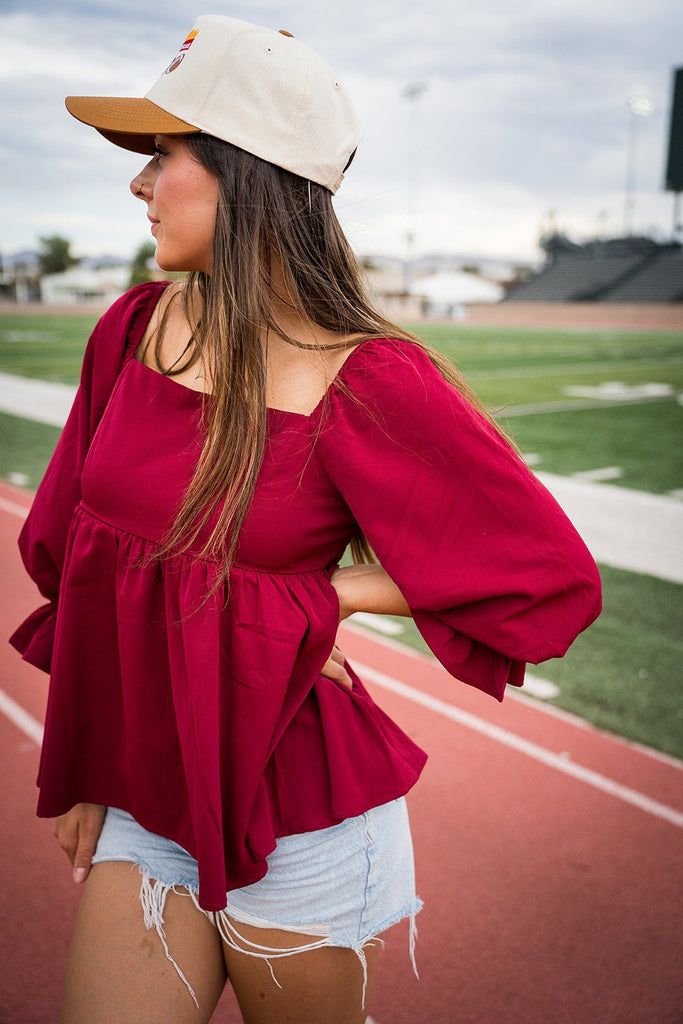Statement Sleeve Game Day Top - Pepper & Pearl Boutique