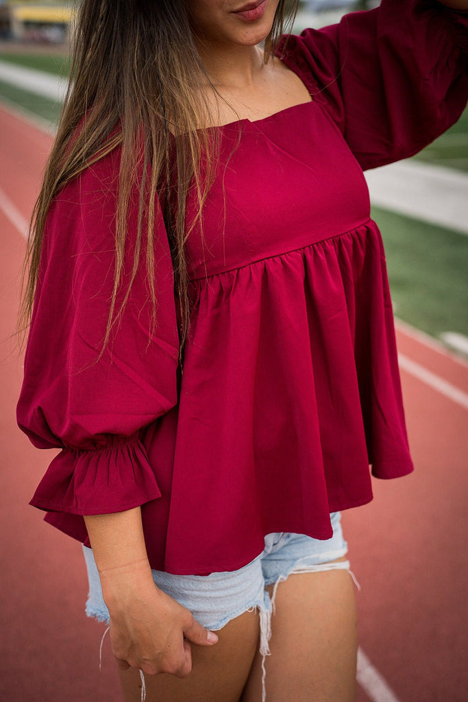 Statement Sleeve Game Day Top - Pepper & Pearl Boutique