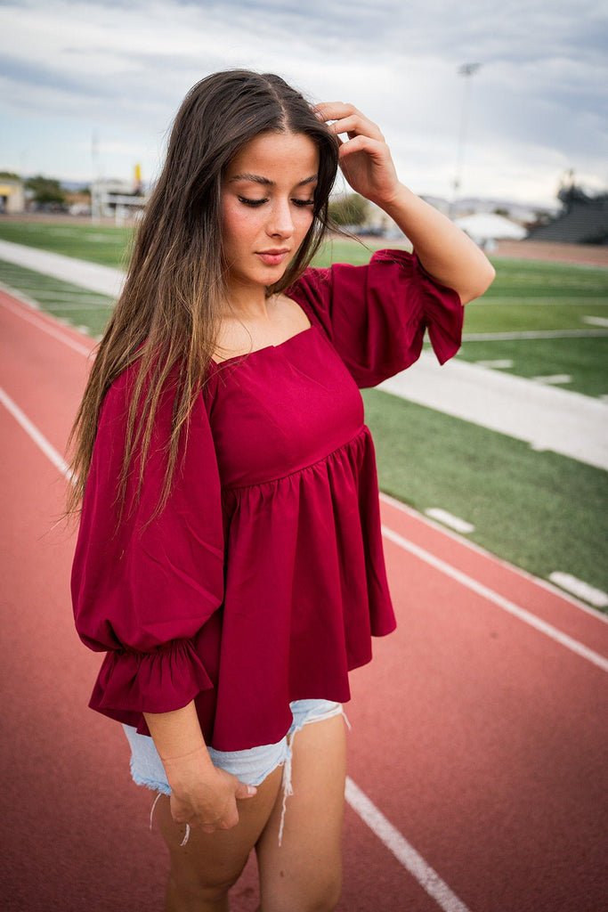 Statement Sleeve Game Day Top - Pepper & Pearl Boutique