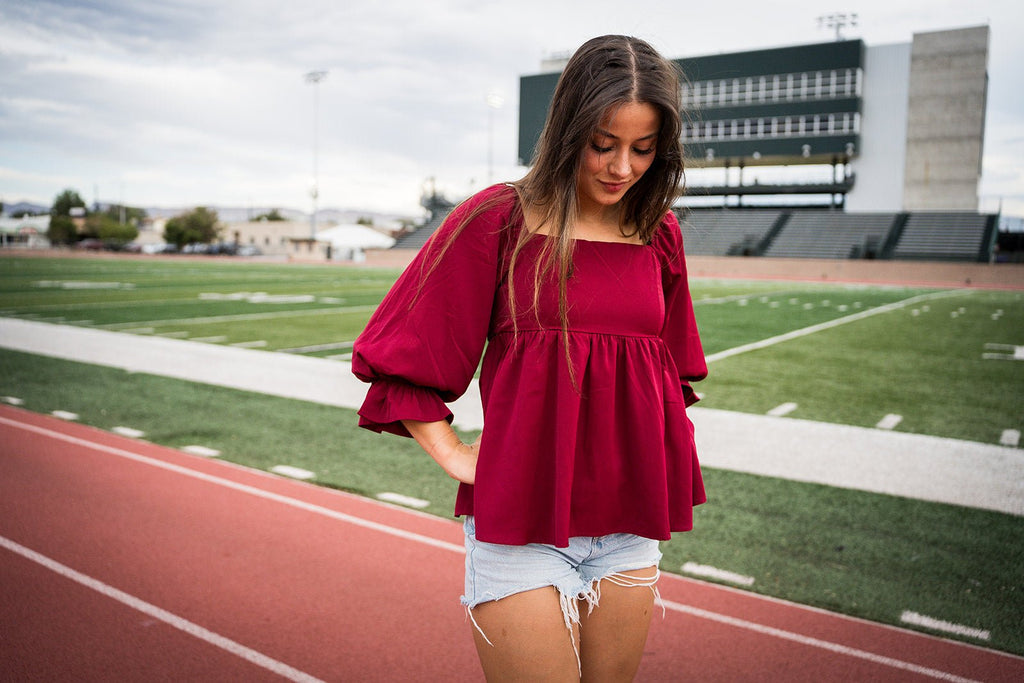 Statement Sleeve Game Day Top - Pepper & Pearl Boutique