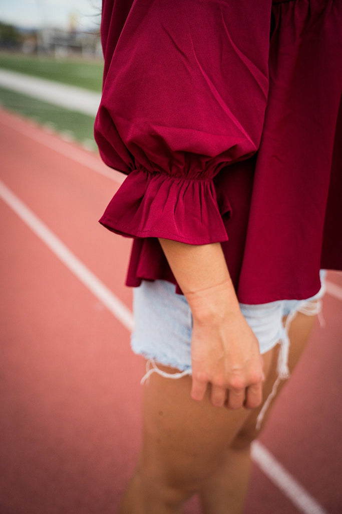 Statement Sleeve Game Day Top - Pepper & Pearl Boutique