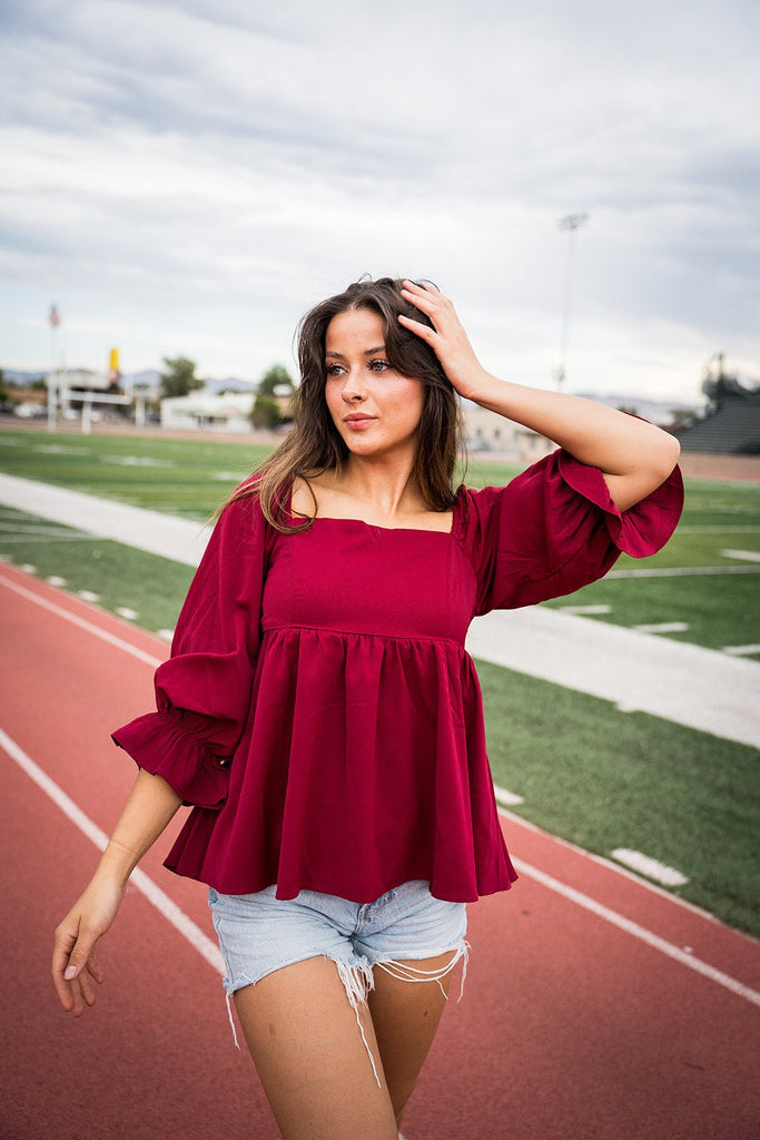 Statement Sleeve Game Day Top - Pepper & Pearl Boutique