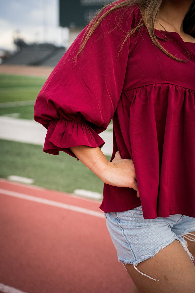 Statement Sleeve Game Day Top - Pepper & Pearl Boutique