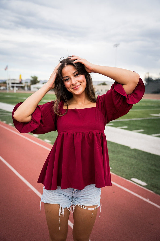 Statement Sleeve Game Day Top - Pepper & Pearl Boutique