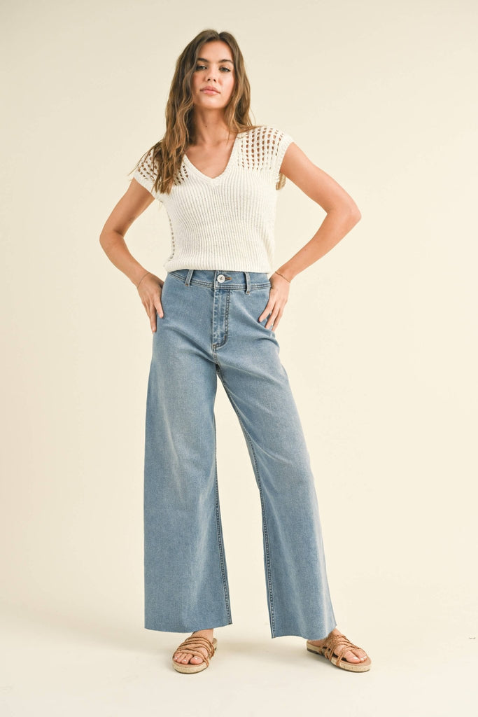 Straight Wide Leg Denim Pants - Pepper & Pearl Boutique