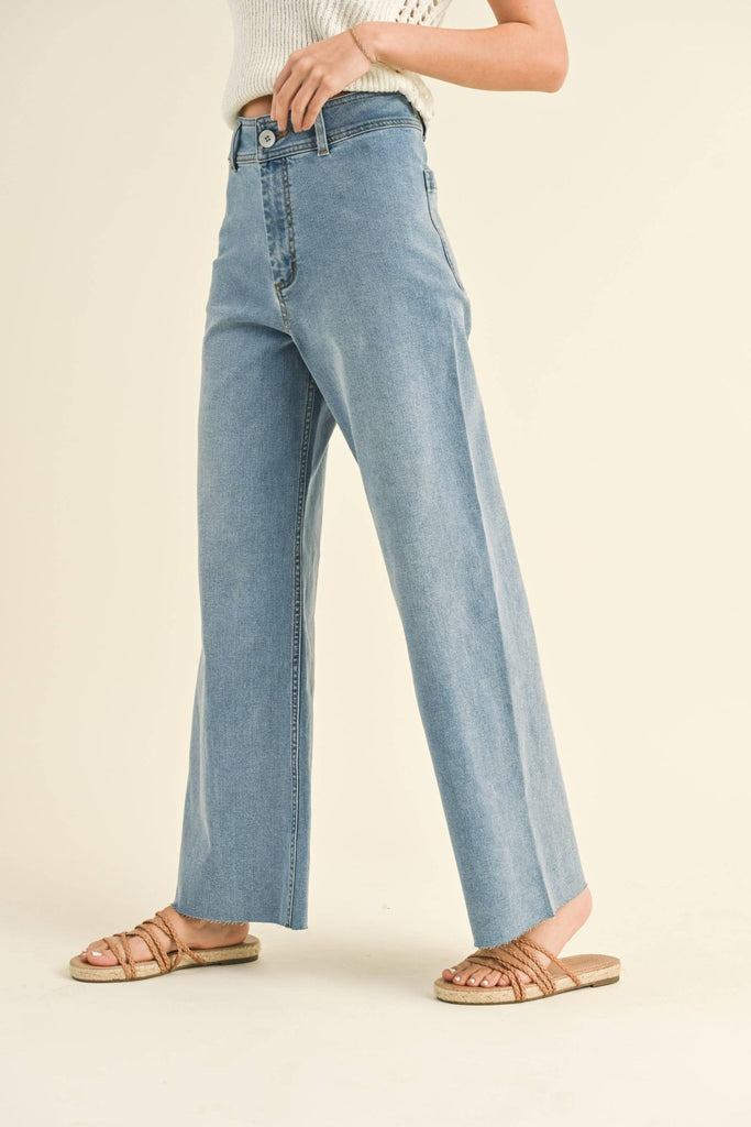 Straight Wide Leg Denim Pants - Pepper & Pearl Boutique