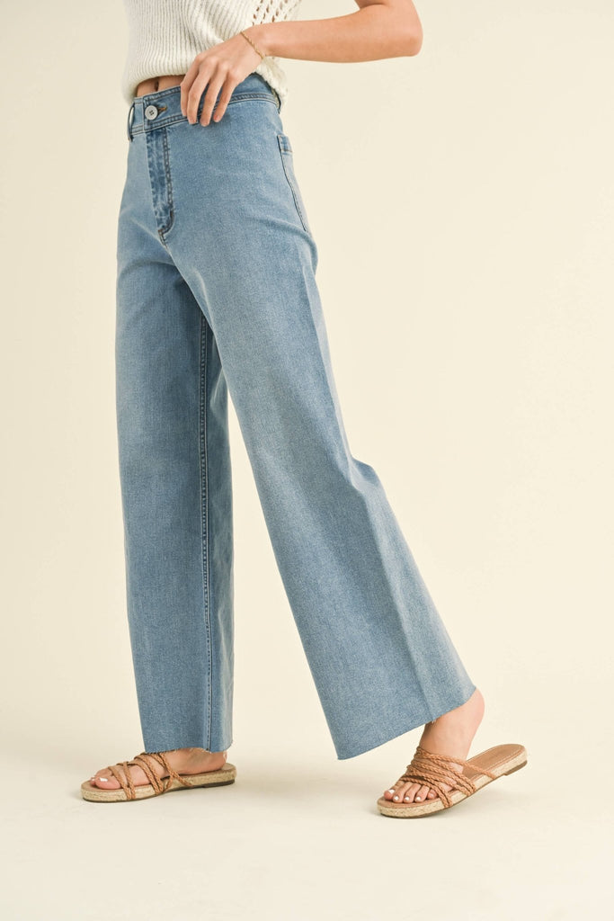 Straight Wide Leg Denim Pants - Pepper & Pearl Boutique