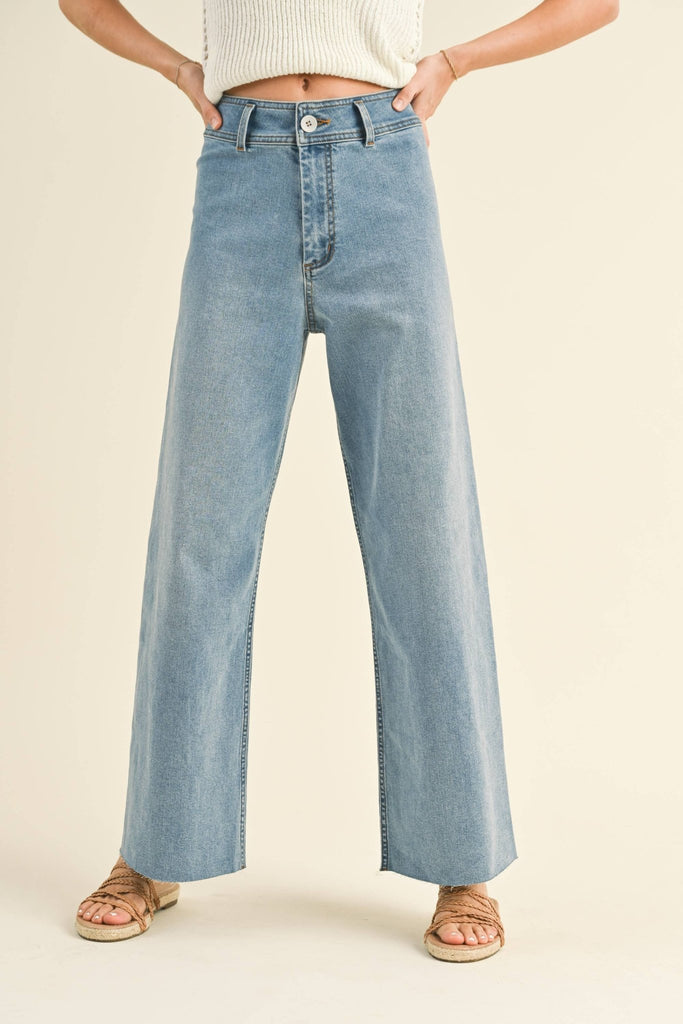 Straight Wide Leg Denim Pants - Pepper & Pearl Boutique