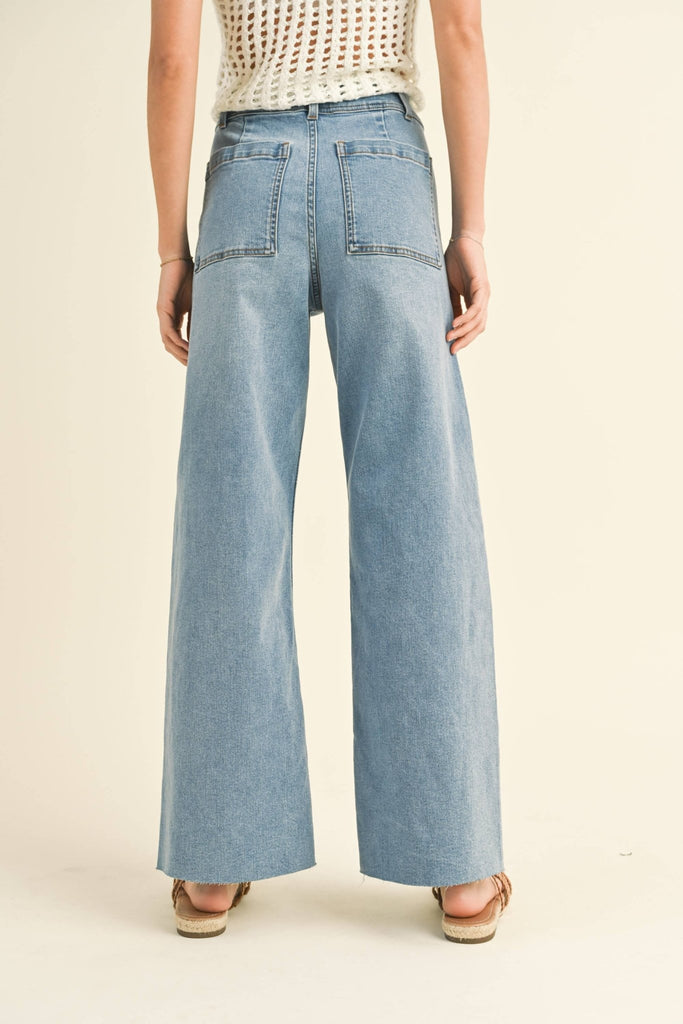 Straight Wide Leg Denim Pants - Pepper & Pearl Boutique