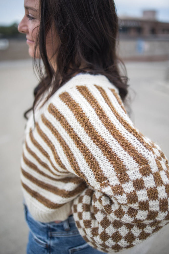 Stripe and Checkered Knit Cardigan - Pepper & Pearl Boutique