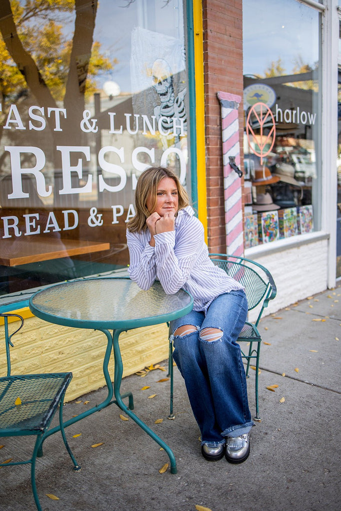 Striped Button Down Shirt - Pepper & Pearl Boutique