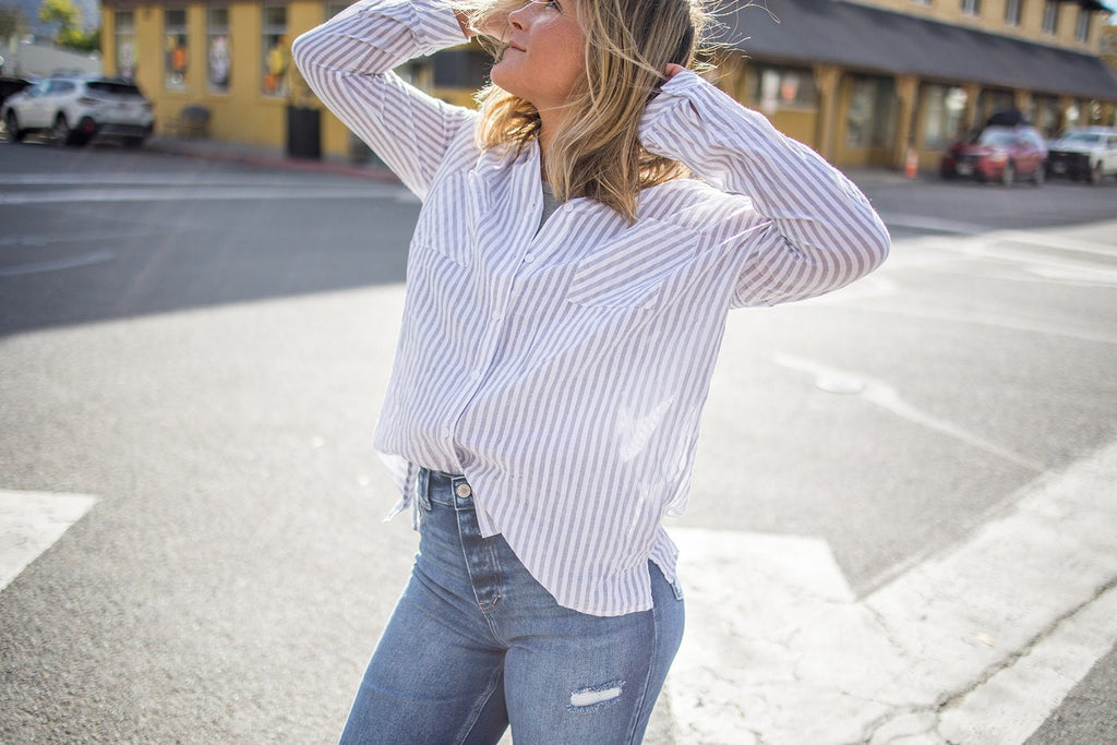 Striped Button Down Shirt - Pepper & Pearl Boutique