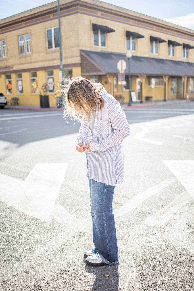 Striped Button Down Shirt - Pepper & Pearl Boutique