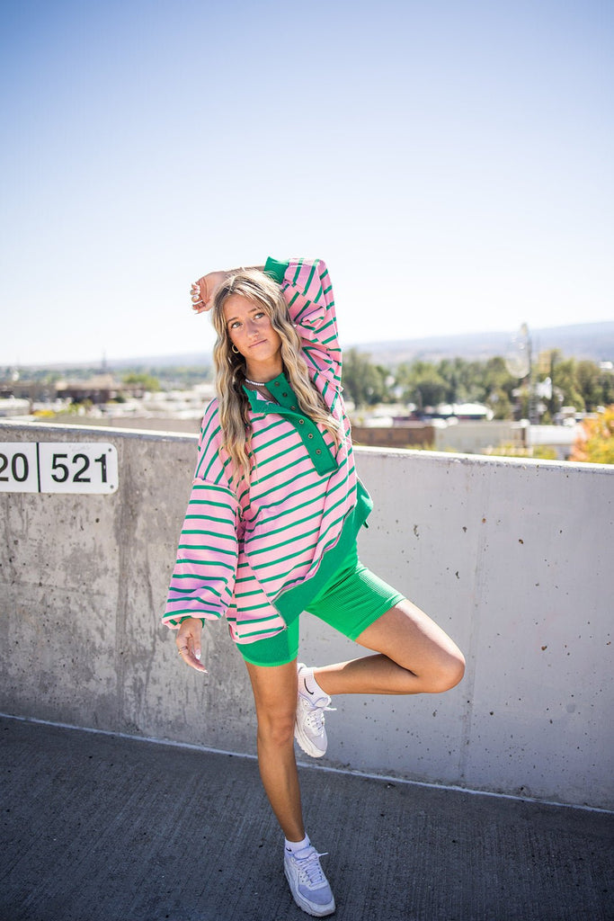 Striped Loose Fit Sweatshirt - Pepper & Pearl Boutique