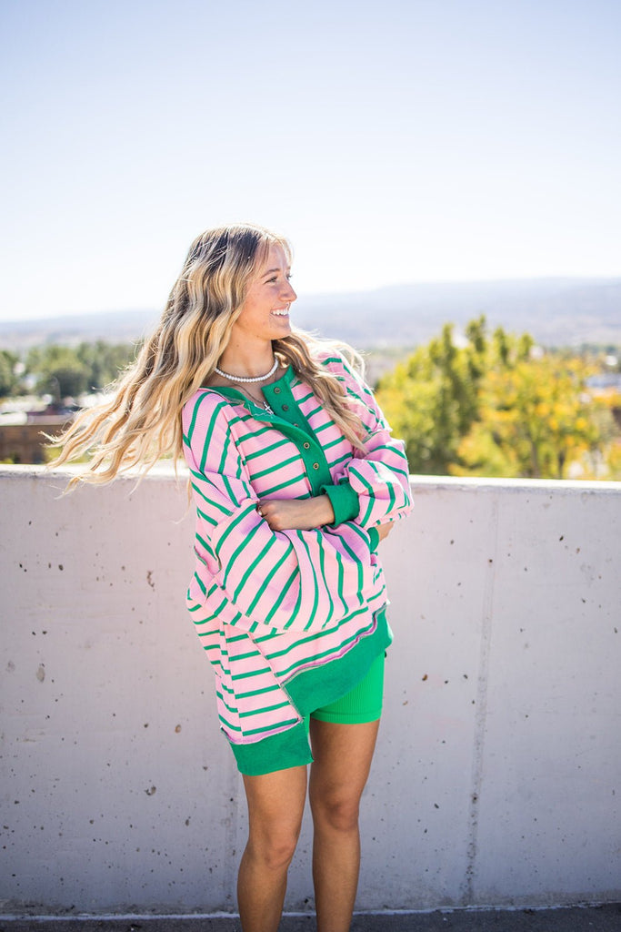 Striped Loose Fit Sweatshirt - Pepper & Pearl Boutique