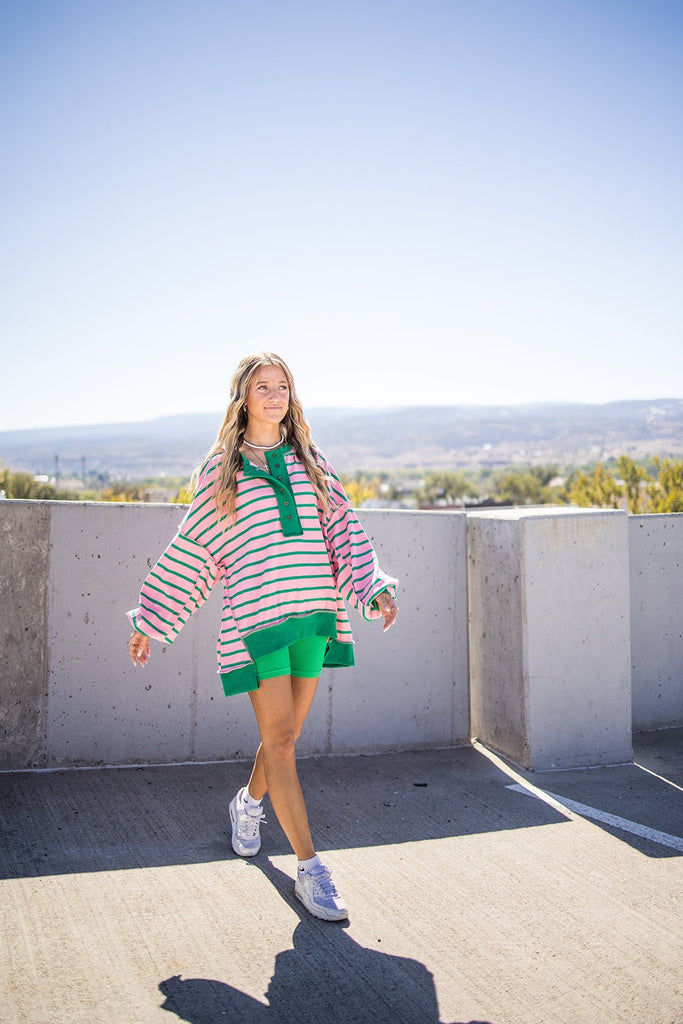 Striped Loose Fit Sweatshirt - Pepper & Pearl Boutique