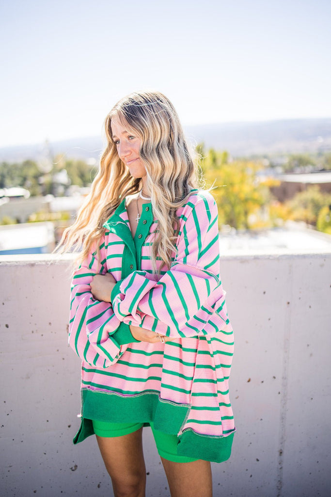 Striped Loose Fit Sweatshirt - Pepper & Pearl Boutique