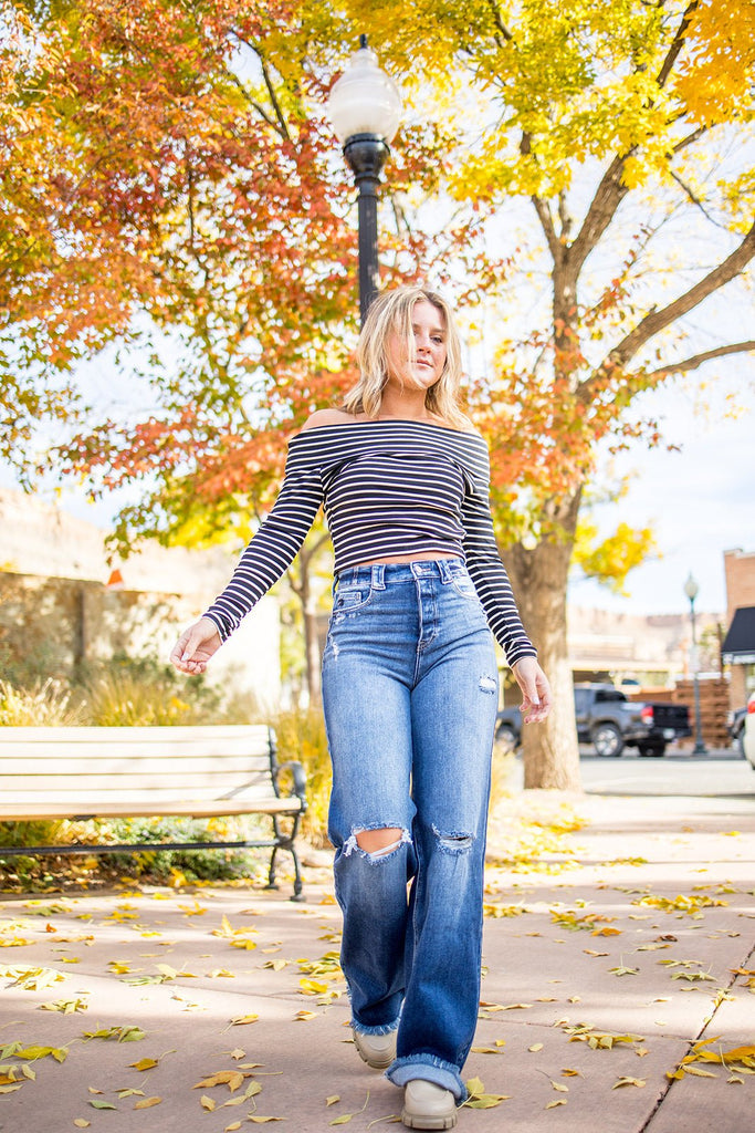 Striped Off Shoulder Top - Pepper & Pearl Boutique