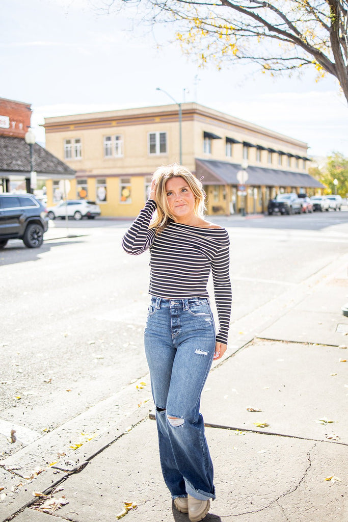 Striped Off Shoulder Top - Pepper & Pearl Boutique