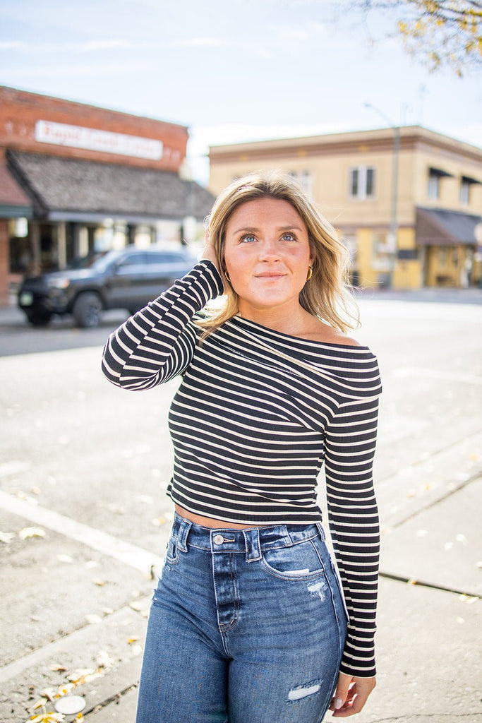 Striped Off Shoulder Top - Pepper & Pearl Boutique