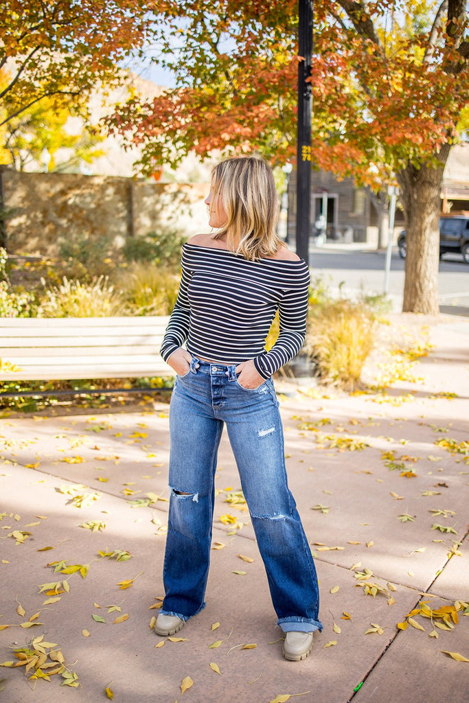 Striped Off Shoulder Top - Pepper & Pearl Boutique