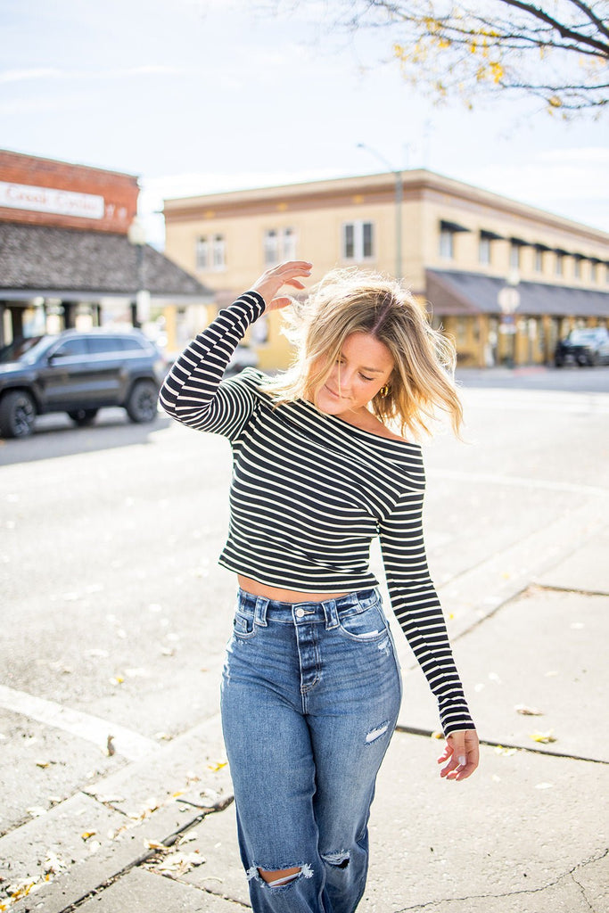 Striped Off Shoulder Top - Pepper & Pearl Boutique