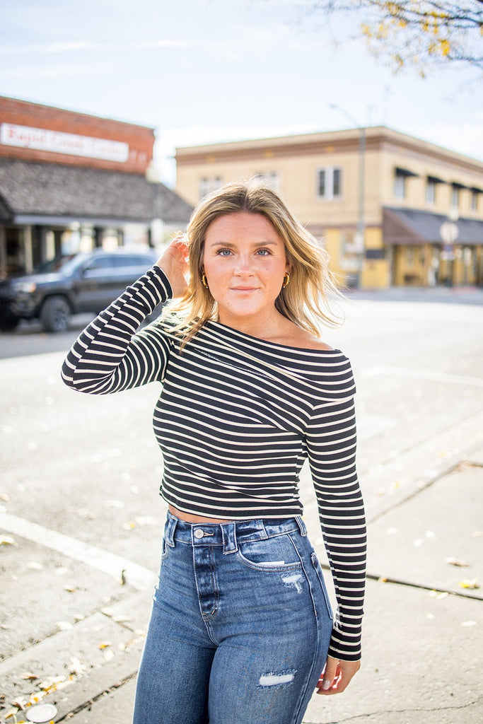 Striped Off Shoulder Top - Pepper & Pearl Boutique