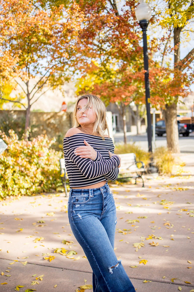 Striped Off Shoulder Top - Pepper & Pearl Boutique