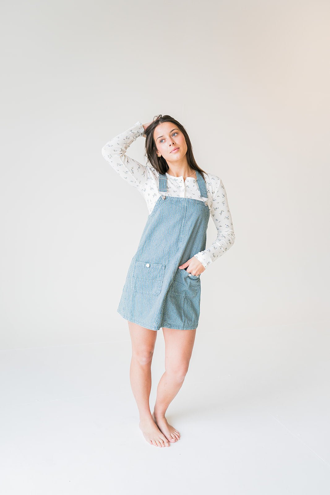 Striped Overall Mini Dress Small Striped Overall Mini Dress Small