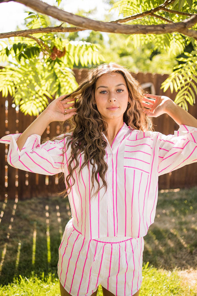 Striped Poplin Boxer Shorts - Pepper & Pearl Boutique