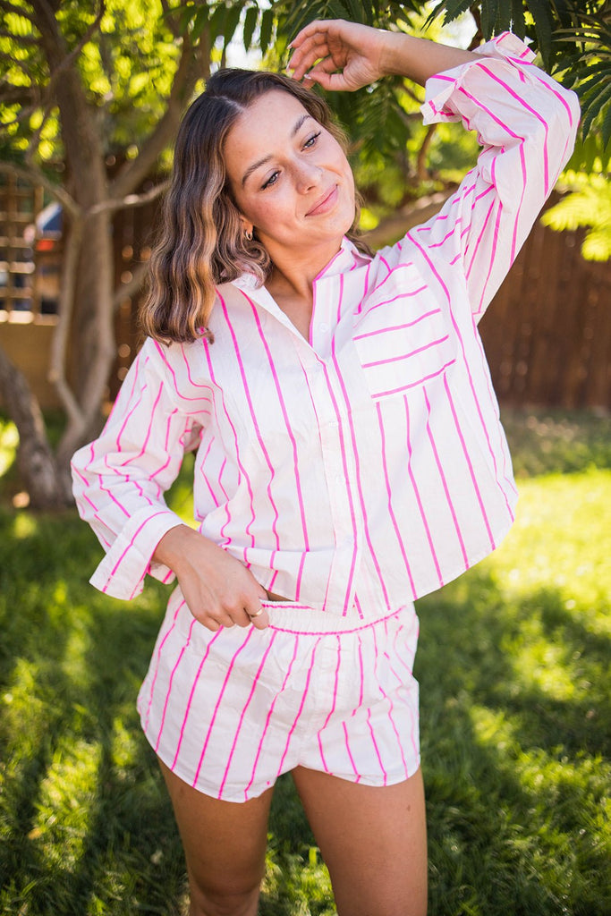 Striped Poplin Boxer Shorts - Pepper & Pearl Boutique