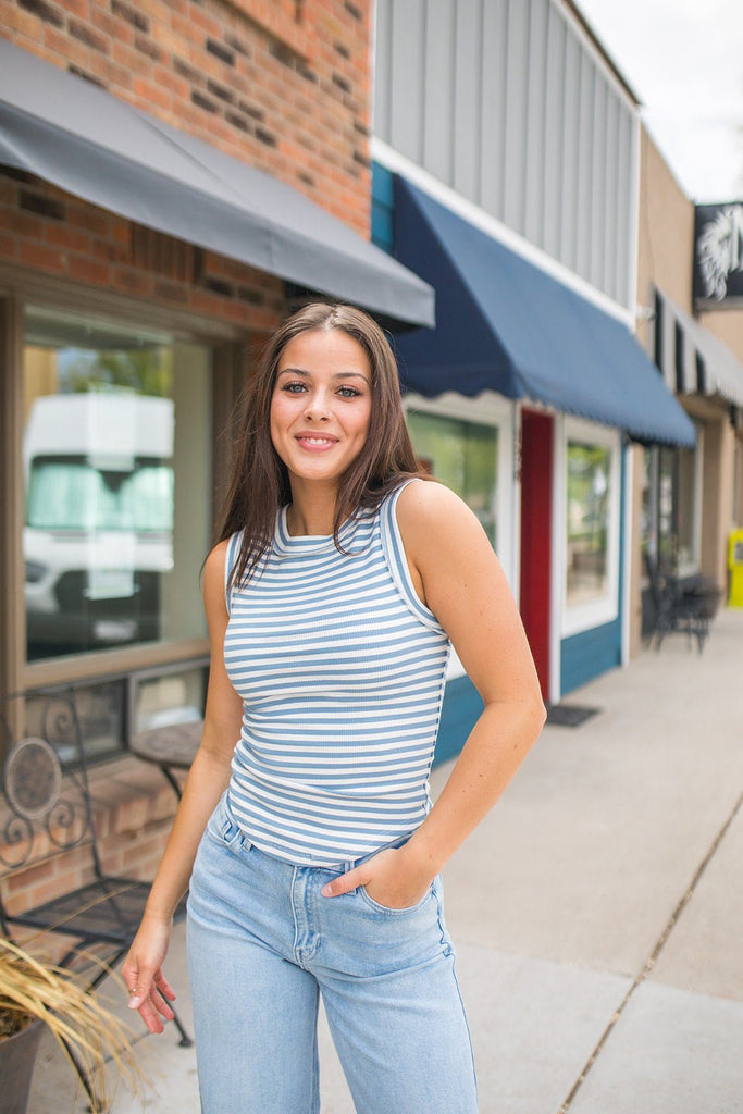 Striped Ribbed Tank - Pepper & Pearl Boutique