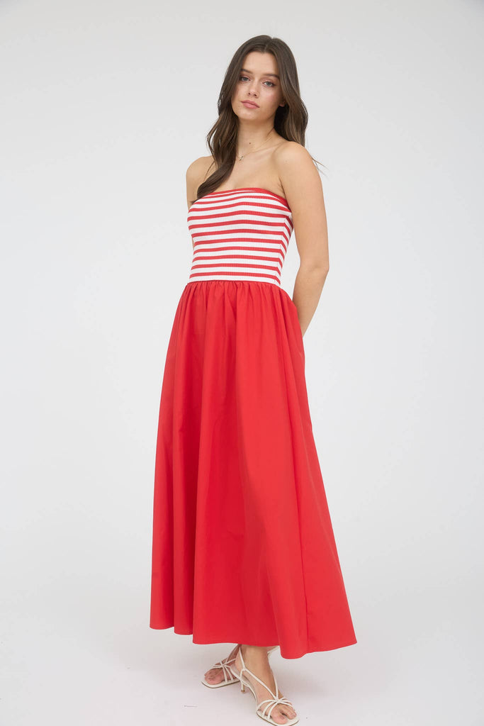 Striped Strapless Dress - Pepper & Pearl Boutique