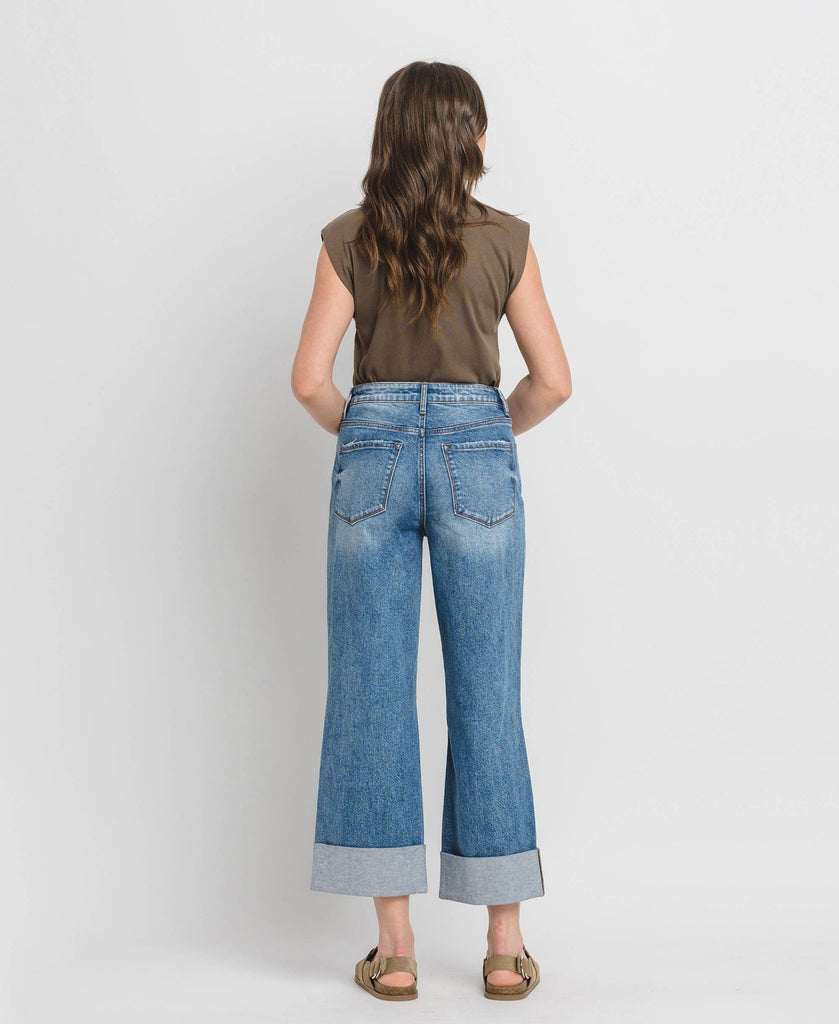 Super High Rise Cuffed Wide Leg Jeans - Pepper & Pearl Boutique