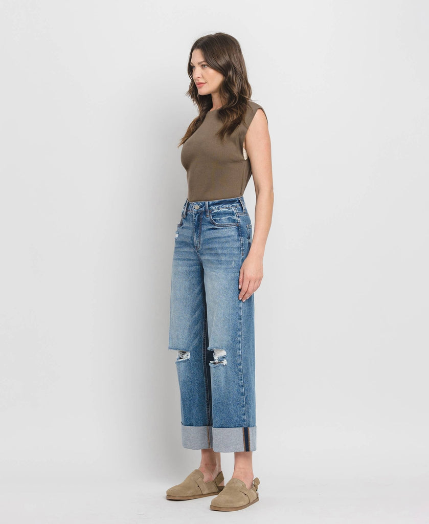 Super High Rise Cuffed Wide Leg Jeans - Pepper & Pearl Boutique