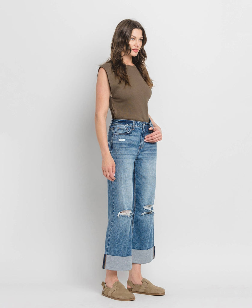 Super High Rise Cuffed Wide Leg Jeans - Pepper & Pearl Boutique